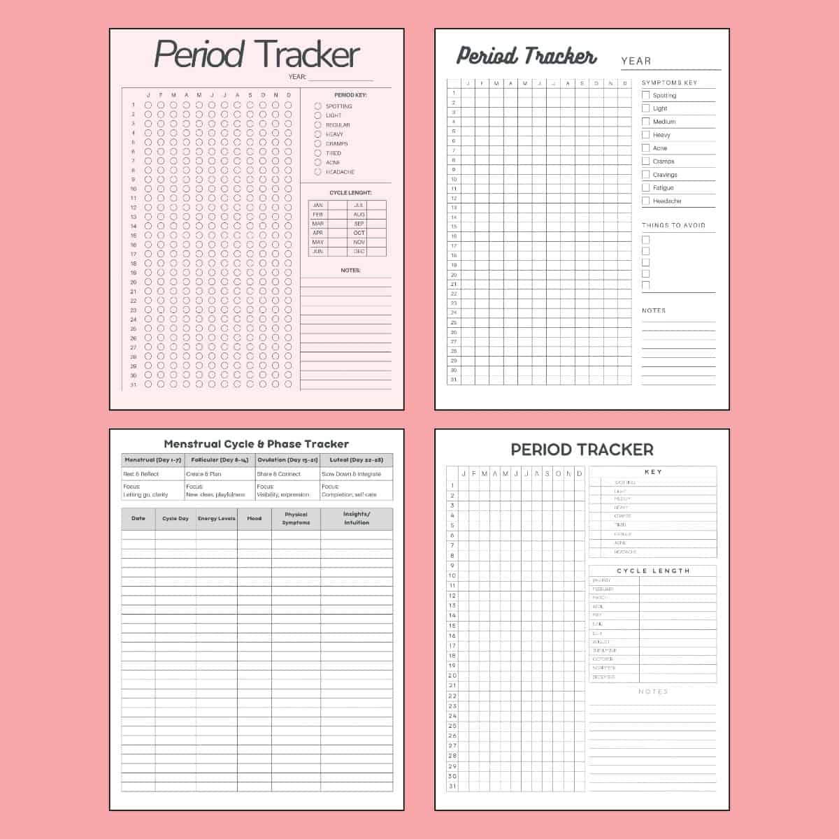 period tracker – free printable for menstrual cycle & phase tracking